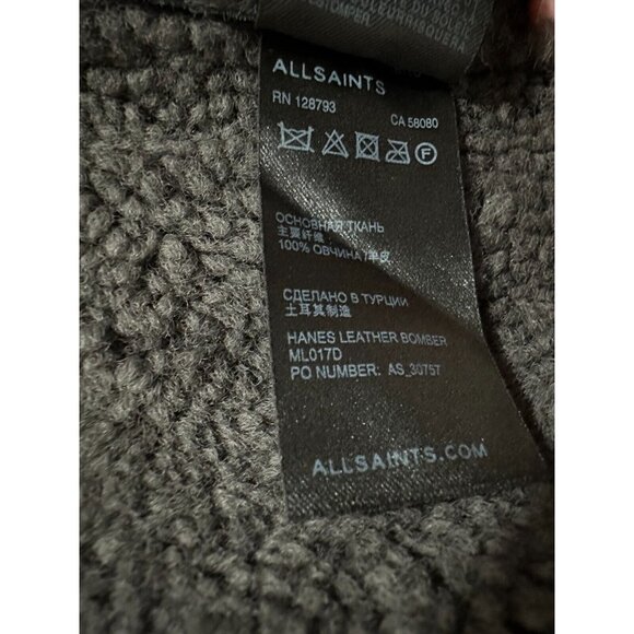 All Saints Black Shearling Leather Jacket - Picture 4 of 7